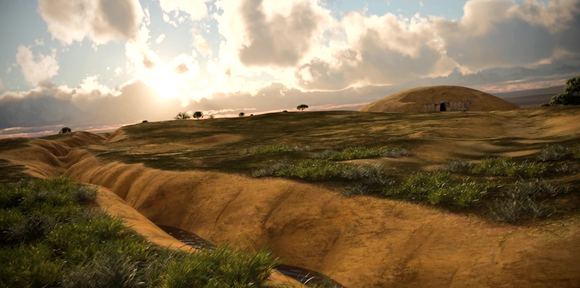 Frame de video render del poblado de Valencina.